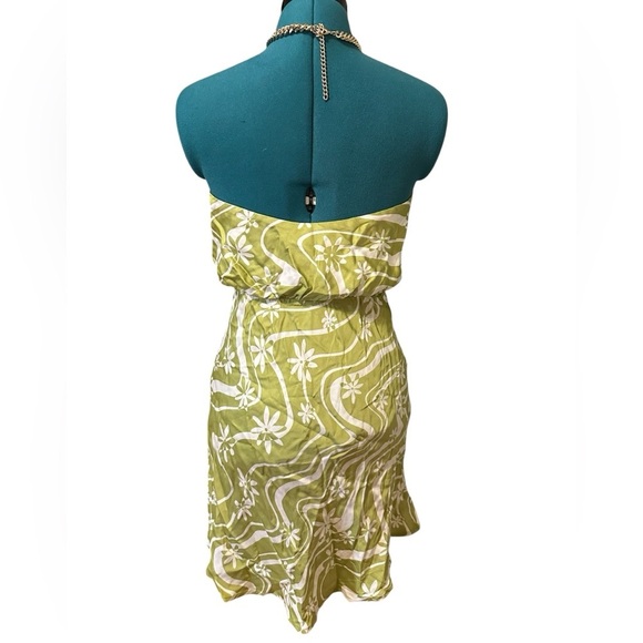 ASTR the label Women's Quinta Dress Celery Green Floral Halter Necklace Small - Picture 6 of 12